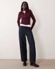 Miss Selfridge Miss Selfridge cable knit zip through long sleeve top in plum-PURPLE - 4