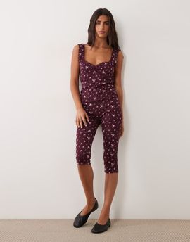 Miss Selfridge Miss Selfridge capri pants in dark floral - part of a set-Purple