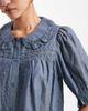 Miss Selfridge Miss Selfridge chambray peter pan collar blouse with lace detailing in mid wash-Blue - 4