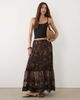 Miss Selfridge Miss Selfridge chiffon and lace maxi skirt with embroidered hem in animal-Multi - 1