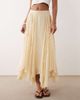 Miss Selfridge Miss Selfridge chiffon and lace mix handkerchief hem maxi skirt in buttermilk-Yellow - 2