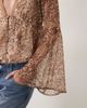 Miss Selfridge Miss Selfridge chiffon fluted sleeve blouse in animal print-Multi - 4