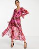 Miss Selfridge Miss Selfridge chiffon ruffle high split maxi dress in red rose - 1