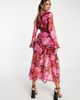 Miss Selfridge Miss Selfridge chiffon ruffle high split maxi dress in red rose - 2