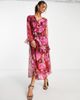 Miss Selfridge Miss Selfridge chiffon ruffle high split maxi dress in red rose - 4