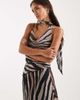 Miss Selfridge Miss Selfridge chiffon tie neck cowl top in zebra - part of a set-Multi - 1