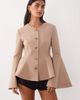 Miss Selfridge Miss Selfridge cinched peplum blazer with fluted sleeves-Multi - 1
