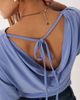 Miss Selfridge Miss Selfridge cinched waist cowl back top in blue - 2