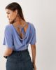 Miss Selfridge Miss Selfridge cinched waist cowl back top in blue - 4