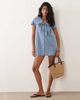 Miss Selfridge Miss Selfridge collared denim mini dress with tie detail in blue wash - 1