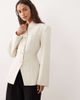 Miss Selfridge Miss Selfridge collarless blazer in ivory-White - 1