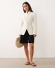 Miss Selfridge Miss Selfridge collarless blazer in ivory-White - 4
