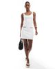 Miss Selfridge Miss Selfridge contrast seam pocket detail mini dress in ivory-White - 2
