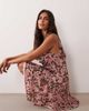 Miss Selfridge Miss Selfridge cowl neck mini dress with asymmetric hem in pink animal print-Multi - 2
