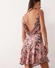 Miss Selfridge Miss Selfridge cowl neck mini dress with asymmetric hem in pink animal print-Multi - 4