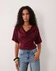 Miss Selfridge Miss Selfridge cowl neck t-shirt with batwing sleeves in red - 1