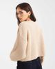 Miss Selfridge Miss Selfridge crew neck batwing sweater in light stone-Neutral - 4