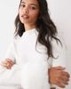 Miss Selfridge Miss Selfridge crew neck knit sweater with fur collar and cuff in cream-White - 2
