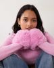Miss Selfridge Miss Selfridge crew neck knitted sweater with fur cuff in pink - 2