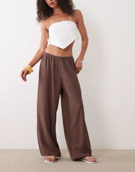 Miss Selfridge Miss Selfridge crinkle balloon pants in brown - part of a set-Multi
