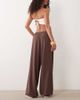 Miss Selfridge Miss Selfridge crinkle balloon pants in brown - part of a set-Multi - 4