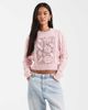 Miss Selfridge Miss Selfridge crochet floral cropped sweater in soft pink - 1