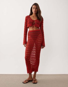 Miss Selfridge Miss Selfridge crochet maxi skirt in red - part of a set-Yellow