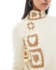 Miss Selfridge Miss Selfridge crochet skinny scarf in cream and taupe-Brown - 2