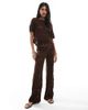 Miss Selfridge Miss Selfridge crochet straight leg beach pants in chocolate - part of a set-Brown - 1