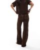 Miss Selfridge Miss Selfridge crochet straight leg beach pants in chocolate - part of a set-Brown - 3