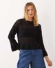 Miss Selfridge Miss Selfridge crochet sweater with peplum hem and sleeve in black - 2