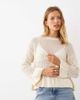 Miss Selfridge Miss Selfridge crochet sweater with peplum hem and sleeves in cream-White - 1