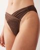 Miss Selfridge Miss Selfridge crochet V-front bikini bottoms in chocolate-White - 3