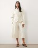 Miss Selfridge Miss Selfridge cropped collarless blazer in ivory-White - 2