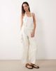 Miss Selfridge Miss Selfridge cutwork denim halter top in ecru-White - 2