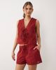 Miss Selfridge Miss Selfridge cutwork mini shorts in red - part of a set - 2