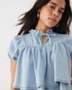 Miss Selfridge Miss Selfridge denim baby doll top in light wash-Blue - 4