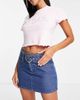 Miss Selfridge Miss Selfridge denim belted micro mini skirt in dark wash-Blue - 1
