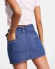 Miss Selfridge Miss Selfridge denim belted micro mini skirt in dark wash-Blue - 2