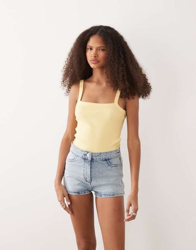 Miss Selfridge Miss Selfridge denim booty shorts in blue wash
