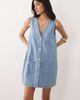 Miss Selfridge Miss Selfridge denim button through shift dress in light blue wash - 1