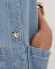 Miss Selfridge Miss Selfridge denim button through shift dress in light blue wash - 3