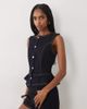 Miss Selfridge Miss Selfridge denim button up peplum top with contrast stitching in indigo wash-Blue - 1