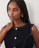 Miss Selfridge Miss Selfridge denim button up peplum top with contrast stitching in indigo wash-Blue - 3