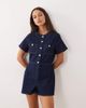 Miss Selfridge Miss Selfridge denim button up romper in indigo wash-Blue - 1