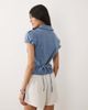 Miss Selfridge Miss Selfridge denim cap sleeve shirt in mid blue wash - 4