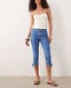 Miss Selfridge Miss Selfridge denim capri pants with bows in mid blue wash - 1