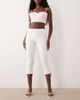 Miss Selfridge Miss Selfridge denim capri with bows in cream wash-White - 1