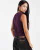 Miss Selfridge Miss Selfridge denim fitted vest in plum-Red - 2