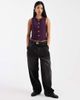Miss Selfridge Miss Selfridge denim fitted vest in plum-Red - 3